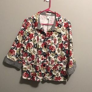 Floral 3/4 sleeve lightweight jacket